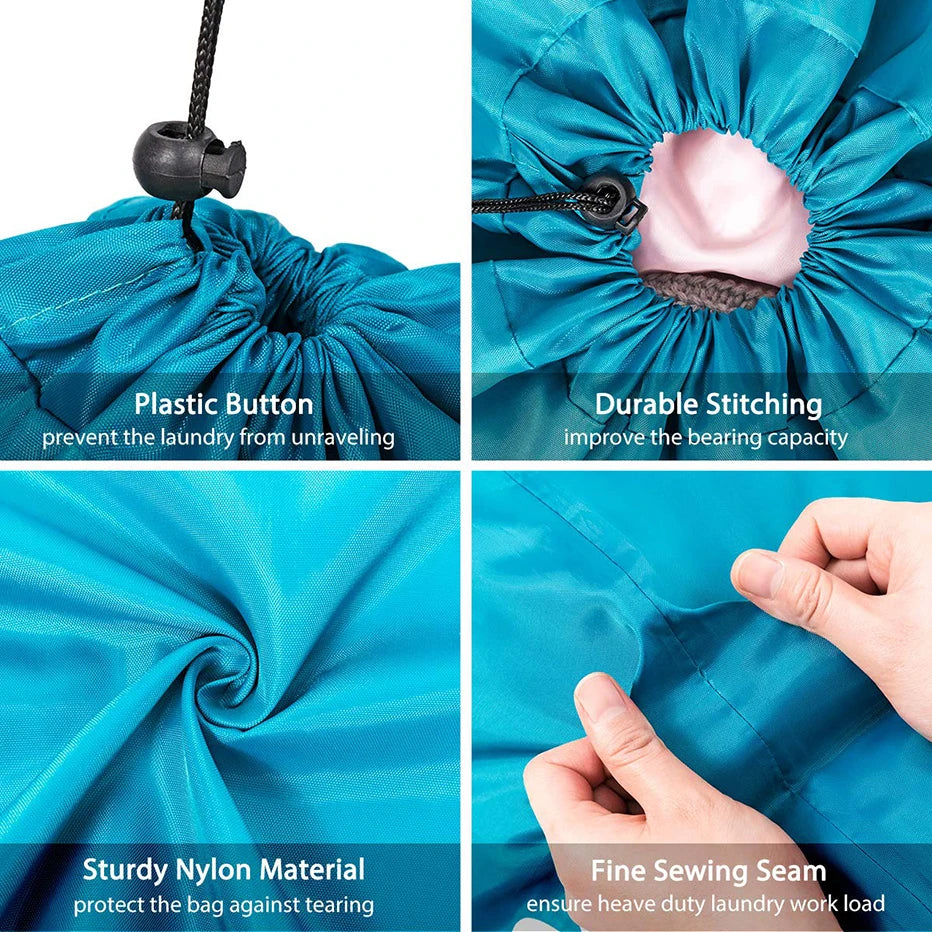 Smile Shape Nylon Laundry Bag - "Wash Me" Travel Storage Pouch