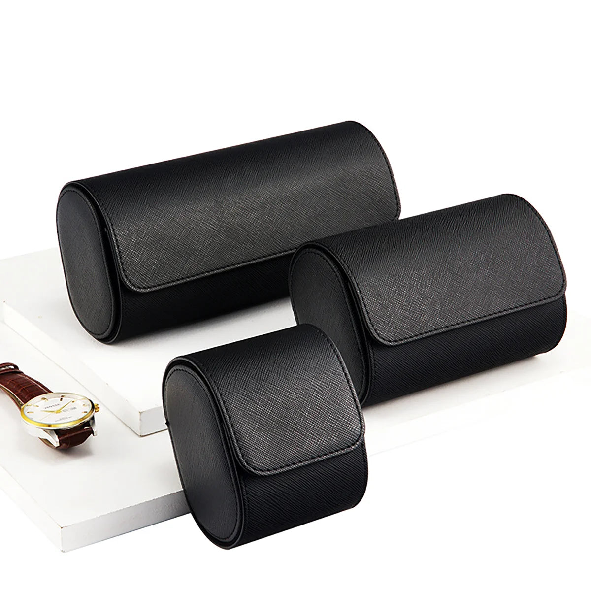 1/2/3-Slot Watch Roll Travel Case - Portable Vintage Leather Watch Display Case